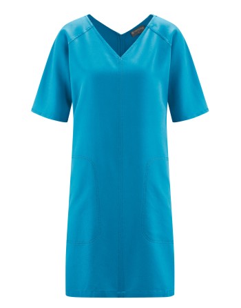 V-Kragen Kleid Hanf/Lyocell - azure [4e31071141e07b78c61b159b71e8f9ae]