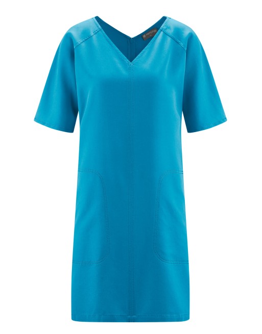 V-Kragen Kleid Hanf/Lyocell - azure [4e31071141e07b78c61b159b71e8f9ae]