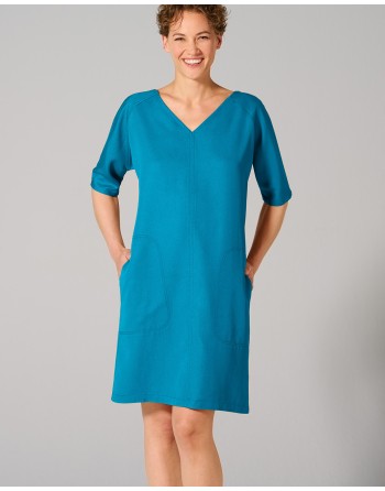 V-Kragen Kleid Hanf/Lyocell - azure [dd3620d0bba4120f9304fc1b6b9553e8]