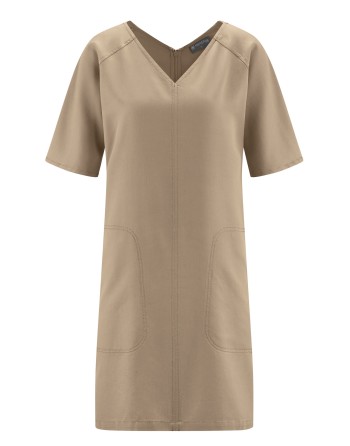 V-Kragen Kleid Hanf/Lyocell - shitake [9cd9078c4a7e80d373ca5429b611f9b5]