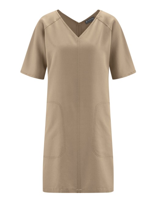 V-Kragen Kleid Hanf/Lyocell - shitake [9cd9078c4a7e80d373ca5429b611f9b5]
