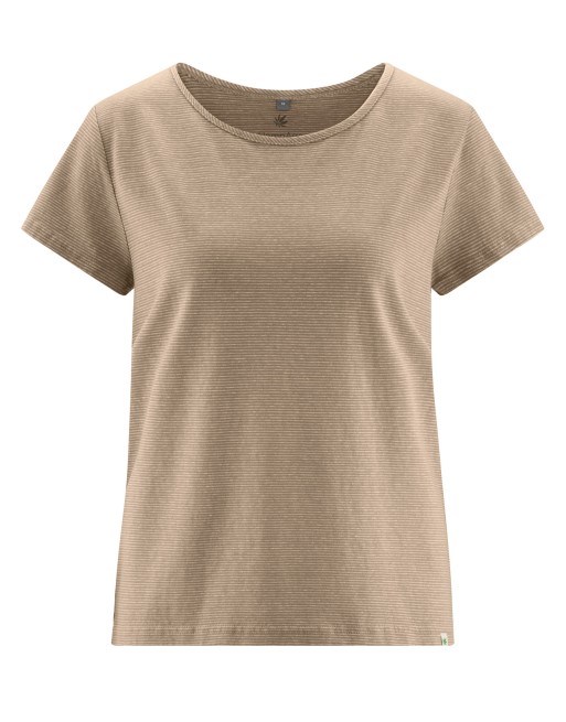 Gestreiftes Damen T-Shirt aus Hanf/Bio-Baumwolle - shitake-nature [982ef26171f95f5fb5af50822b77638d]