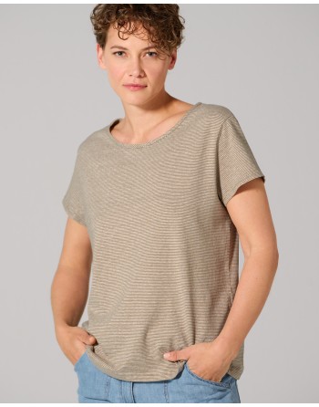 Gestreiftes Damen T-Shirt aus Hanf/Bio-Baumwolle - shitake-nature [889c47b14752e57311b6e2c69e5ef37b]