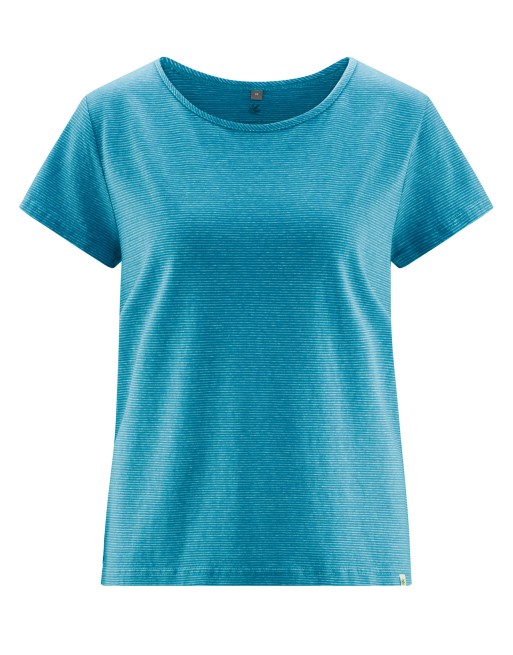 Gestreiftes Damen T-Shirt aus Hanf/Bio-Baumwolle - azure-nature [d6366cb7f959f2cdc368a3b07f4d8f15]