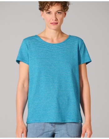 Gestreiftes Damen T-Shirt aus Hanf/Bio-Baumwolle - azure-nature [d32785345243be2930a3e37e420f916f]