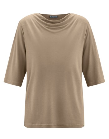 Damen Wasserfallshirt Hanf/Lyocell Casual Fit - shitake [7d0b64780613711aeae1602795ee946c]