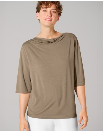 Damen Wasserfallshirt Hanf/Lyocell Casual Fit - shitake [e65983f201102eb30f1bac1086ee0dba]