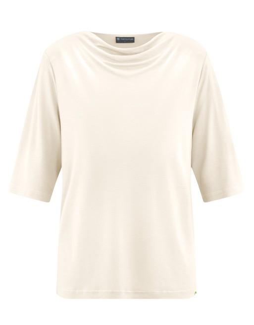 Damen Wasserfallshirt Hanf/Lyocell Casual Fit - offwhite [7dc2d523bd3b8c550fa6a64ca5c4b80a]