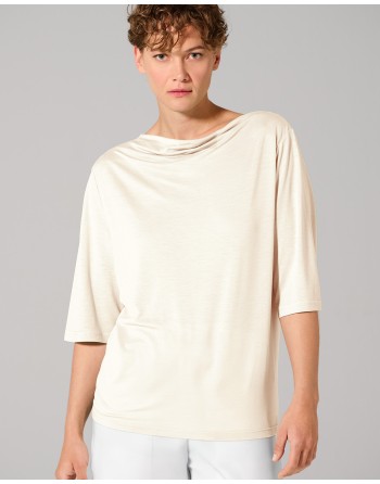 Damen Wasserfallshirt Hanf/Lyocell Casual Fit - offwhite [9d488e69d688c3a11532952d8b430e69]