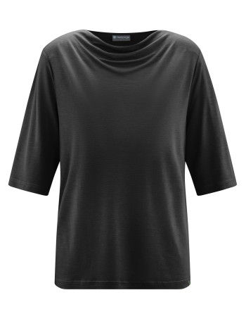 Damen Wasserfallshirt Hanf/Lyocell Casual Fit - black [1455f752907d81ff1ae6cc6c974e11d3]