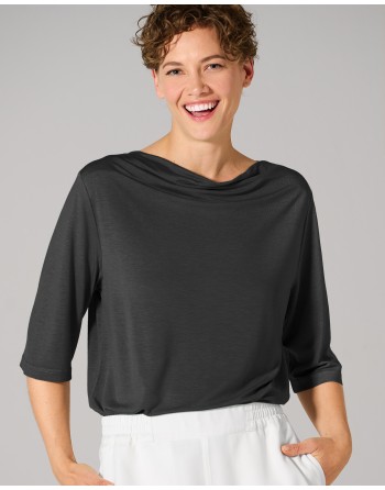 Damen Wasserfallshirt Hanf/Lyocell Casual Fit - black [1e0fb8cccf2a5fb0f6ddaddec30503e9]