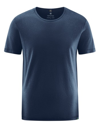 Herren Flatlock T-Shirt Hanf/Lyocell Normal Fit - navy [aefaa422606920ef0d4741e374eadc64]