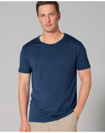 Herren Flatlock T-Shirt Hanf/Lyocell Normal Fit - navy [d4b7be209eb04355aa068b3660b29e39]