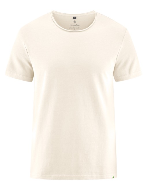 Herren T-shirt mit Rollsaum aus Hanf/Bio-Baumwolle Normal Fit - offwhite [bb3465f1d41759bbb47225bb9ac7d63d]