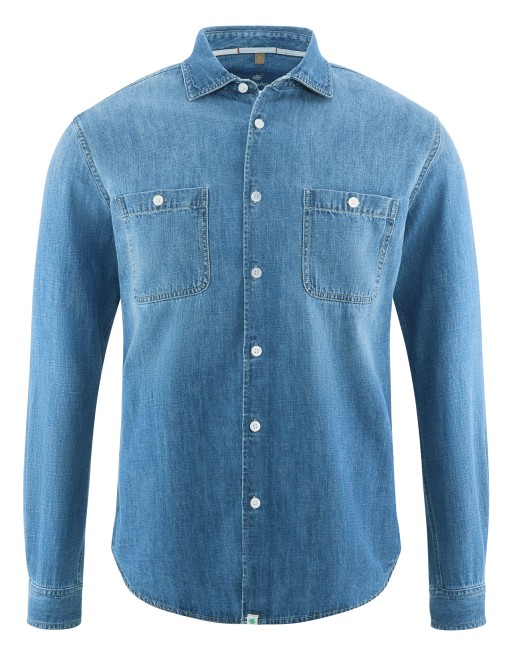 Jeans Hemd Herren Hanf/Biobaumwolle Normal Fit - blue [e206dd8cb3b4ffb37547fc390261650a]