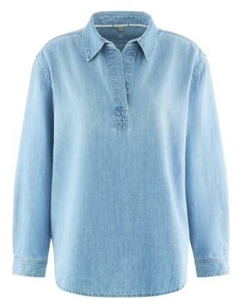 Jeans Bluse Hanf/Biobaumwolle Casual Fit - aqua [22ab675df137cfae1e61ee5ce8acb42b]