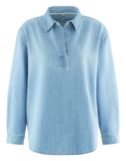 Jeans Bluse Hanf/Biobaumwolle Casual Fit - aqua [22ab675df137cfae1e61ee5ce8acb42b]