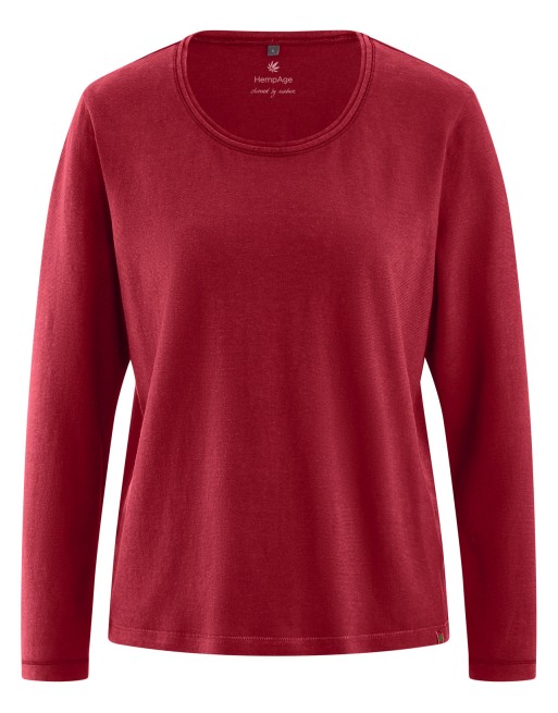 Longsleeve Damen Hanf/Biobaumwolle Casual fit - ruby [b7ed9db7eeee8db849f4a58cdad2367b]