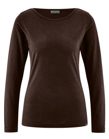 Damen Longsleeve U-Boot Auschnitt Lyocell (Hanf) Normal fit - espresso [e77e385e4db90a7b1b217dd7a4b68f2d]