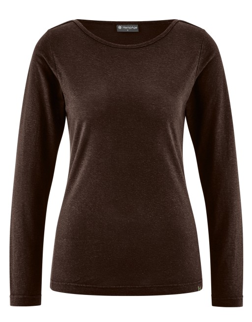 Damen Longsleeve U-Boot Auschnitt Lyocell (Hanf) Normal fit - espresso [e77e385e4db90a7b1b217dd7a4b68f2d]