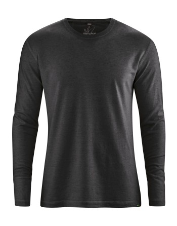 Basic Langarmshirt Herren Hanf/Biobaumwolle - Normal Fit - black [549fe7b91ff7bd9bb07b6395a744795b]