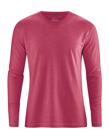 Basic Langarmshirt Herren Hanf/Biobaumwolle - Normal Fit - sangria [c61bfaf0082f35c5b5945f60c42bbaca]