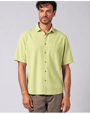 Gestreiftes Halbarmhemd aus Hanf/Biobaumwolle - Casual Fit - bamboo [bc28c1891b03ee50d73adb055a7e4e08]