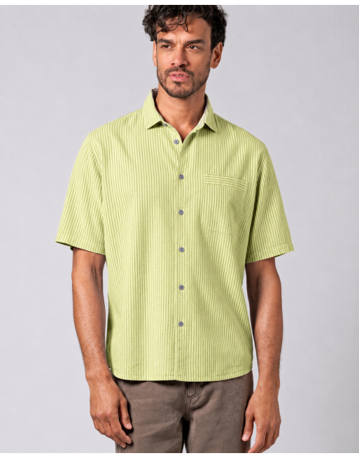 Gestreiftes Halbarmhemd aus Hanf/Biobaumwolle - Casual Fit - bamboo [bc28c1891b03ee50d73adb055a7e4e08]