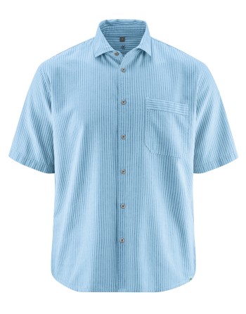 Gestreiftes Halbarmhemd aus Hanf/Biobaumwolle - Casual Fit - glacier [e602cb050e3d6bfd135b3eecec65007a]