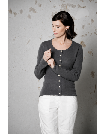 Gestrickter Cardigan recycled Hanf/Biobaumwolle Damen - Normal Fit - anthrazit [e6a8fdfd447d262b0947dccc9bbde44b]