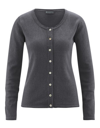 Gestrickter Cardigan recycled Hanf/Biobaumwolle Damen - Normal Fit - anthrazit [f444decd6cff32e9e405f24c42e480c9]