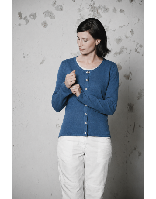 Gestrickter Cardigan recycled Hanf/Biobaumwolle Damen - Normal Fit - sea [2de4c6ec9105fd7bfe9b0297f7fd9713]