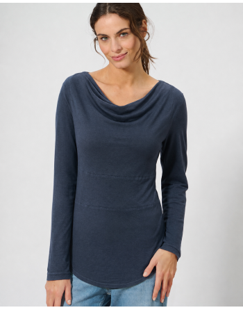 Langarmshirt mit Wasserfallkragen Hanf/Biobaumwolle Casual Fit - wintersky [d5eef64af13f4b5bcc70aa30a2084963]