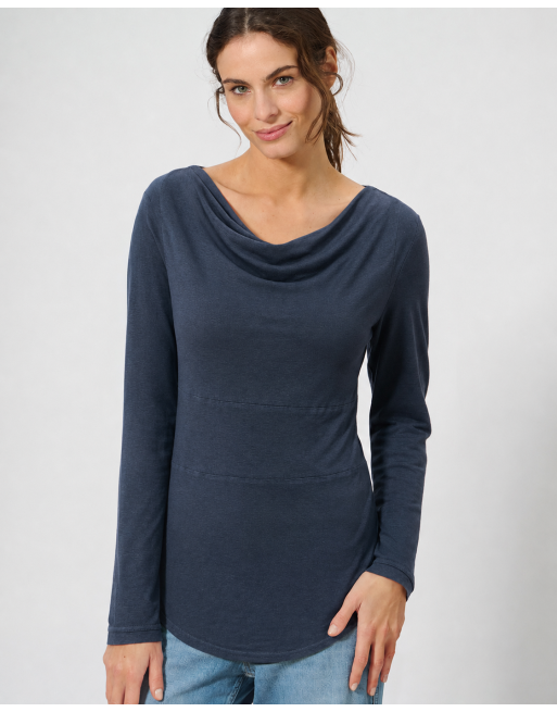 Langarmshirt mit Wasserfallkragen Hanf/Biobaumwolle Casual Fit - wintersky [d5eef64af13f4b5bcc70aa30a2084963]
