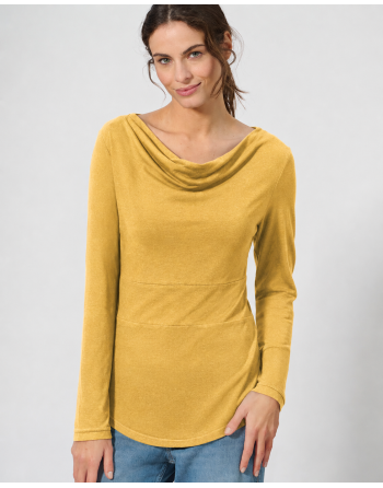 Langarmshirt mit Wasserfallkragen Hanf/Biobaumwolle Casual Fit - dijon [8f8834b5dfacdf9b9a29369b0c4b16ac]