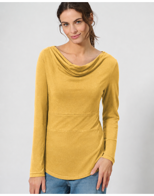 Langarmshirt mit Wasserfallkragen Hanf/Biobaumwolle Casual Fit - dijon [8f8834b5dfacdf9b9a29369b0c4b16ac]