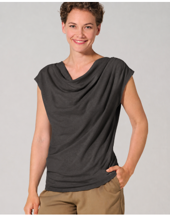 Wasserfallausschnitt Top Hanf/Biobaumwolle Normal Fit - black [fd7135e3ec0f2055cf4a310946d6f279]