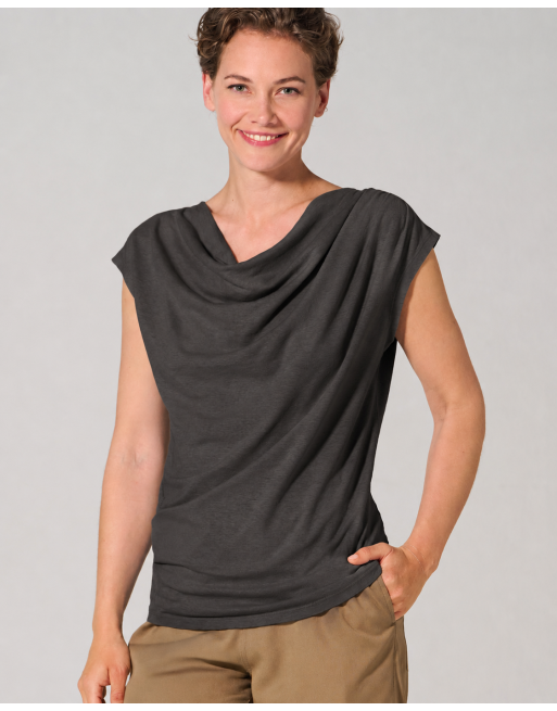 Wasserfallausschnitt Top Hanf/Biobaumwolle Normal Fit - black [fd7135e3ec0f2055cf4a310946d6f279]