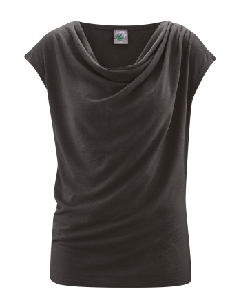 Wasserfallausschnitt Top Hanf/Biobaumwolle Normal Fit - black [733cee76515480ab1cb36084a6be8d25]