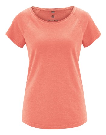 Raglan T-Shirt Hanf/Biobaumwolle Damen Normal Fit - peach [06f56d8496b6a957efda6fe2c9f1ca5d]