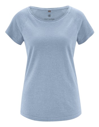 Raglan T-Shirt Hanf/Biobaumwolle Damen Normal Fit - smoke [2a666d20d8e67237bc396a1eb4986d1e]