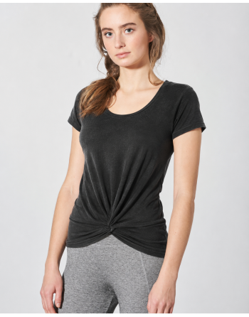 Yoga T-Shirt Knotendetail Hanf/Biobaumwolle Slim Fit - black [84e4aa1183939b9b0973834d9b127b82]