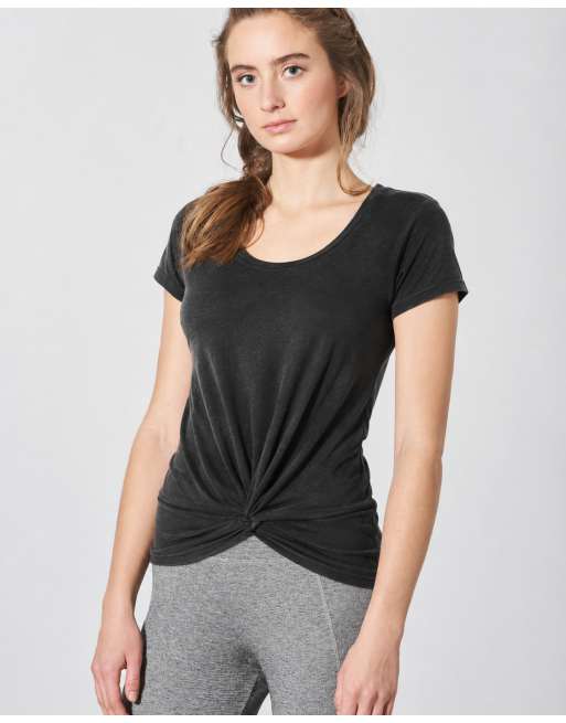 Yoga T-Shirt Knotendetail Hanf/Biobaumwolle Slim Fit - black [84e4aa1183939b9b0973834d9b127b82]