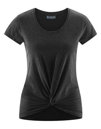 Yoga T-Shirt Knotendetail Hanf/Biobaumwolle Slim Fit - black [b0bb5f998e5e9a4e1f997554e2a485f2]