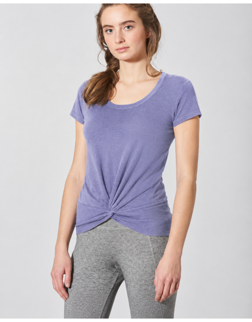 Yoga T-Shirt Knotendetail Hanf/Biobaumwolle Slim Fit - lavender [62186654d4b9c0aa87e6fa09f664d31c]