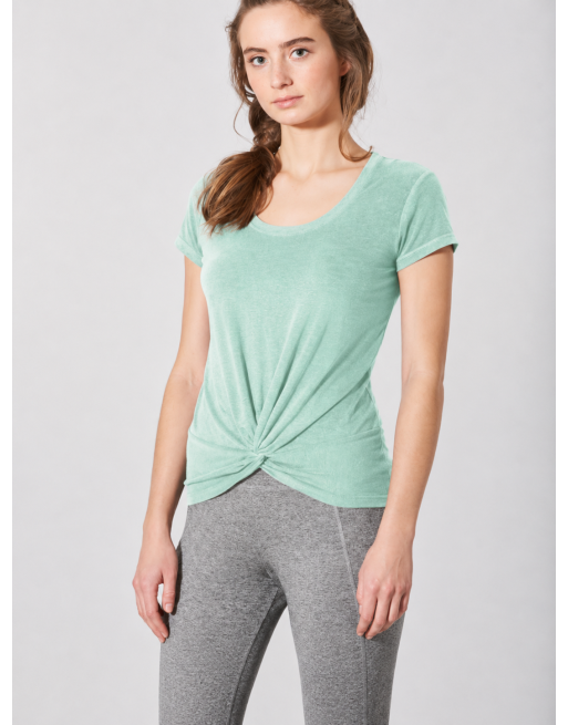 Yoga T-Shirt Knotendetail Hanf/Biobaumwolle Slim Fit - sage [69e58c68917c1fab4e726b5a67254ef3]