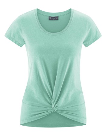 Yoga T-Shirt Knotendetail Hanf/Biobaumwolle Slim Fit - sage [4ec36d70760f6f33763eadb47a6225ff]