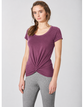 Yoga T-Shirt Knotendetail Hanf/Biobaumwolle Slim Fit - purple [69f2ddd33083dd7dfc8d74dab4e07cbf]