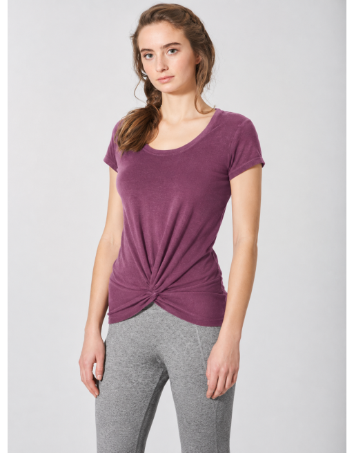 Yoga T-Shirt Knotendetail Hanf/Biobaumwolle Slim Fit - purple [69f2ddd33083dd7dfc8d74dab4e07cbf]