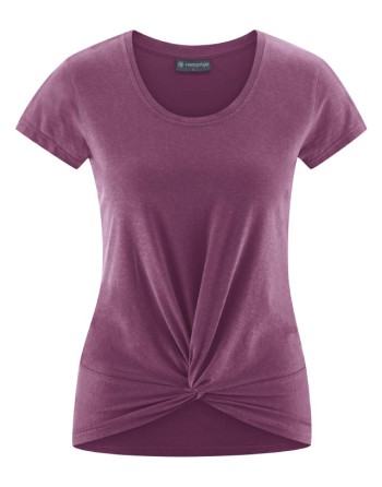 Yoga T-Shirt Knotendetail Hanf/Biobaumwolle Slim Fit - purple [7716970d7ed07dcd19c9405aeb4c0ef4]